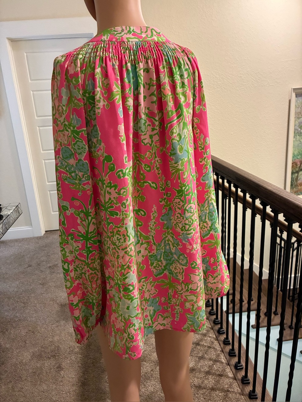 Lilly Pulitzer Pink, Coral, Mint & Aqua Floral Top Size M - Picture 4 of 7